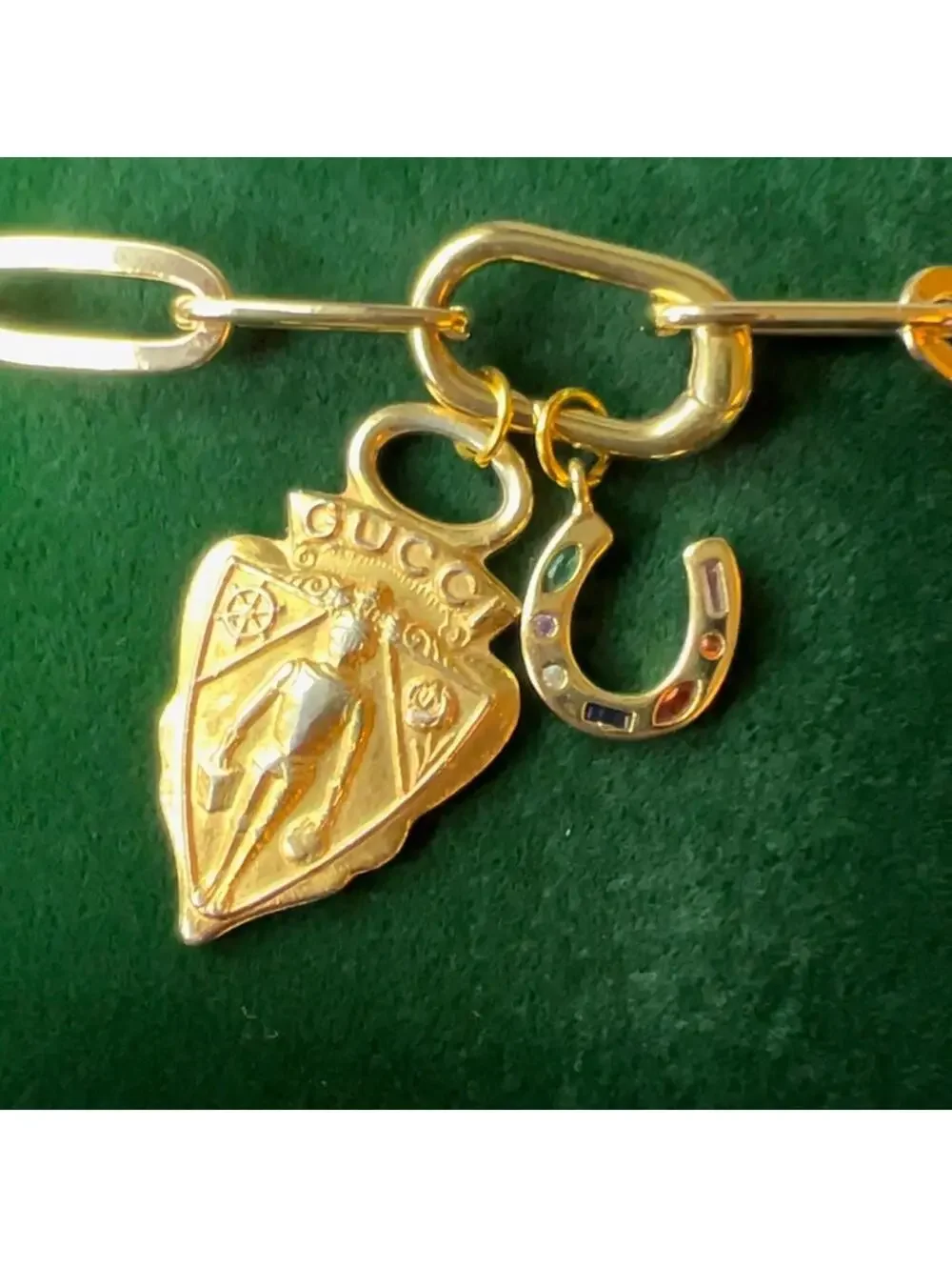 🆕 Vintage Gucci Charm 24k gold horse shoe Necklace Paperclip 925 Silver NWT - Picture 14 of 14